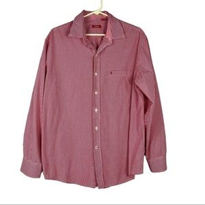 IZOD Button down red and white gingham long sleeve Size L